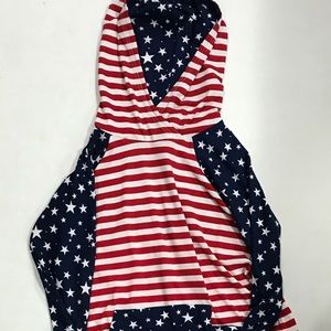 Lularoe Americana Amber Hoodie Red White Blue M